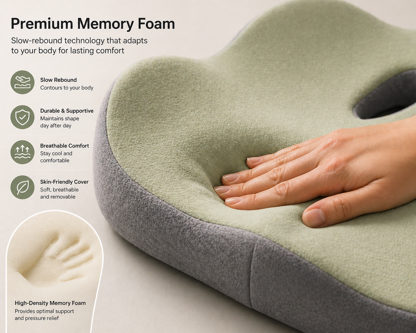 Memory Foam Seat Cushion for All-Day Comfort